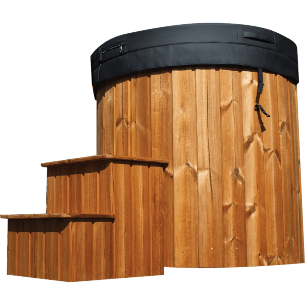 Solo Ice Bath Grey Shell spa in garden setting