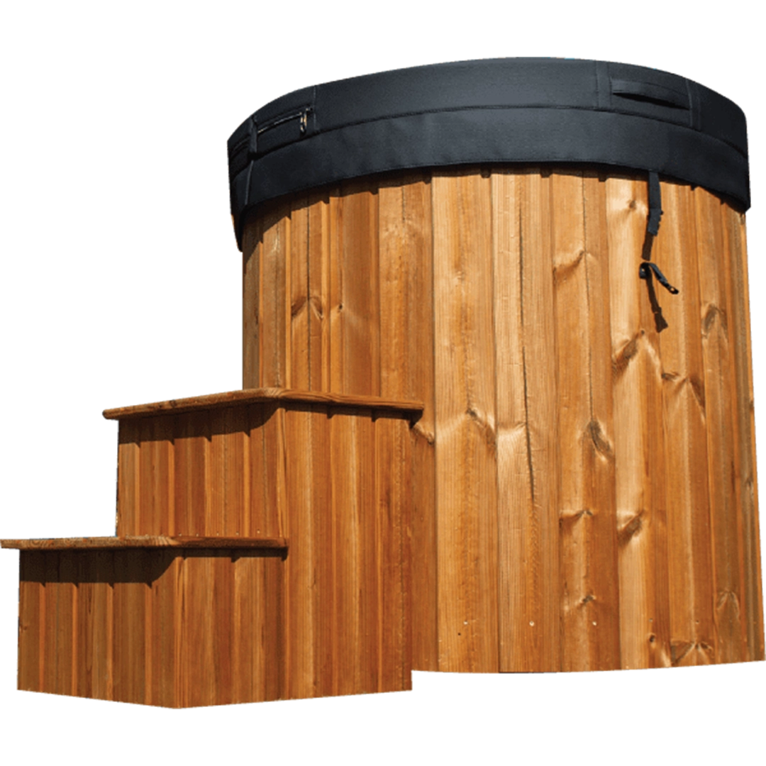 Solo Ice Bath Grey Shell spa in garden setting