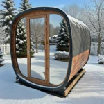 Woodchop Mirrored Sauna 160cm spa in garden setting