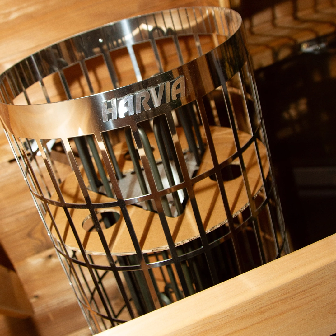 Mirrored Sauna 200cm in garden setting